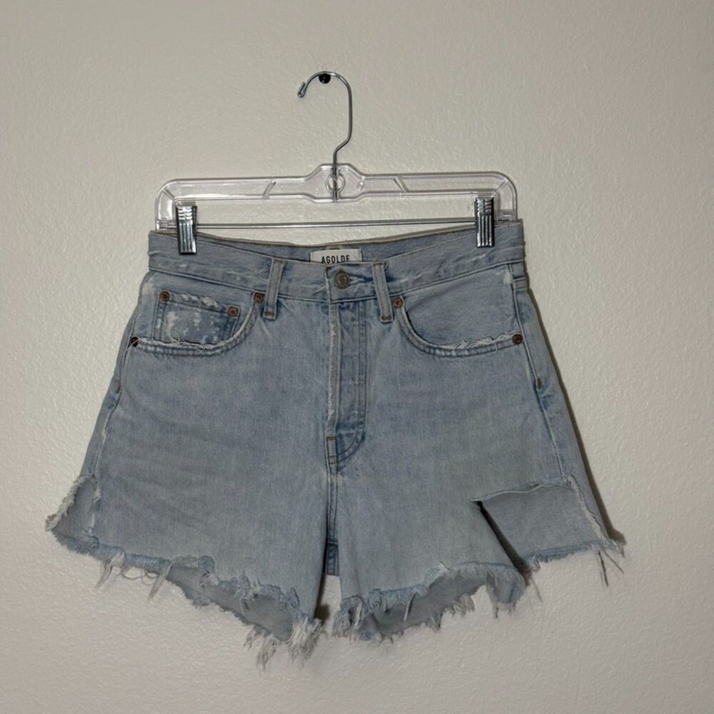 Agolde Women's Parker Long Shorts in Jinx Cut Off Light Wash 25